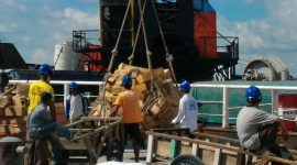 Aktivitas bongkar muat di Pelabuhan Taman Bunga. (Foto : rk/KepriHeadline.id)
