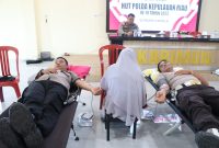 Personil Polres Karimun ikut Donor Darah dalam rangka HUT ke-18 Polda Kepri