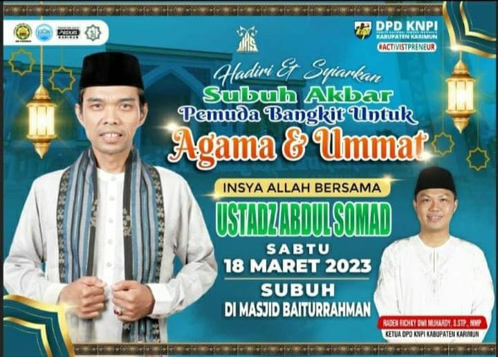 Poster Subuh Akbar DPD KNPI Karimun bersama UAS. (Ist)