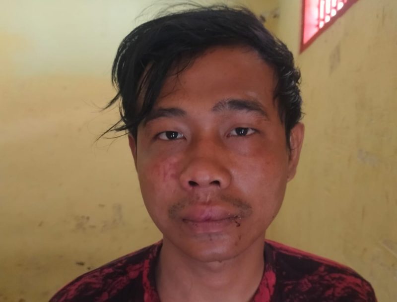 Pelaku Rian Mikael (26) yang melakukan pemukulan terhadap pria paruh baya di Kundur. (Foto: Istimewa/kepriheadline.id)