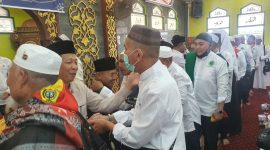 Penyambutan jemaah haji Kabupaten Karimun di Masjid Baitul Karimun. Foto: Istimewa