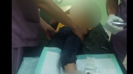 Anak korban tabrak lari di Bukit Tiung saat menjalani perawatan di IGD RSUD Muhammad Sani. Foto: Istimewa