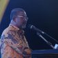 Bupati Karimun Aunur Rafiq memberikan sambutan dalam Welcoming Dinner GTRA Summit 2023, Selasa (29/8/2023) malam. Foto: Diskominfo Karimun.