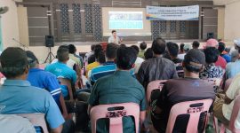 Sosialisasi Jaminan Perlindungan Sosial oleh BPJS Ketenagakerjaan kepada Nelayan di Kecamatan Kundur Barat. Foto: Humas PT Timah