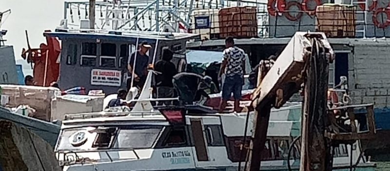 Penampakan aktivitas Ship to Ship kapal pengangkut barang logistik di kawasan Pantai Pak Imam, Meral. Foto: Ist/Keprheadline.id