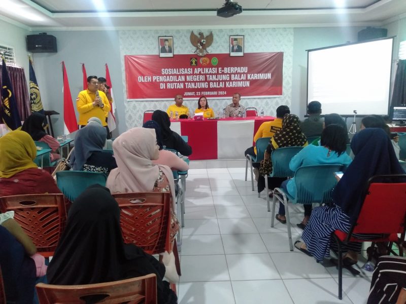 Kegiatan sosialisasi layanan E-Berpadu digelar Rutan Karimun bersama Pengadilan Negeri Karimun. Foto: Rutan Karimun
