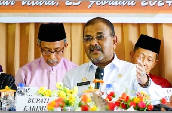 Bupati Karimun Aunur Rafiq ketika menghadiri Pembukaan Musrembang Kecamatan Belat. Foto: Prokopim Kabupaten Karimun