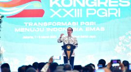 Presiden Jokowu hadiri Kongres PGRI ke XXIII di Hotel Grand Sahid Jaya, Jakarta. (Foto: BPMI Setpres)