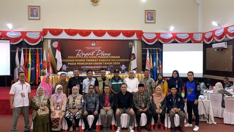 Rekapitulasi Hasil Pemilu Selesai, Ini Perolehan Suara Partai dan Kursi di DPRD Karimun. Foto: Ist