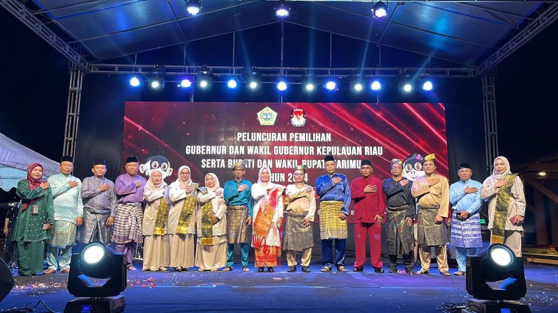 Komisi Pemilihan Umum (KPU) Kabupaten Karimun melaunching tahapan Pemilihan Gubernur- Wakil Gubernur Kepri serta Bupati- Wakil Bupati Karimun tahun 2024, Senin, 27 Mei 2024. (Foto: ricky/kepriheadline.id)