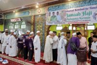 Prosesi oenyambutan Jemaah Haji Asal Karimun di Masjid Baitul Karim, Senin, 24 Juni 2024. (Foto: rahmad/diskominfo Karimun)