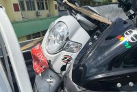 Kondisi dua unit sepeda motor korban kecelakaan di Jalan Pertamabangan Kecamatan Karimun. (Foto: dokumen polisi)