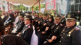 Kepala Rumah Tahanan Negara (Rutan) Kelas II B Tanjungbalai Karimun Arjiunna menghadiri Upacara Peringatan Hari Pengayoman ke-79 di Kantor Wilayah Kemenkumham Kepri di Tanjungpinang, Senin, 19 Agustus 2024. (Foto: Humas Rutan Karimun)