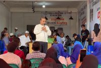 Cawagub nomor urut 2 Aunur Rafiq menggelar silahturahmi bersama simpatisannya di Posko Kemenangan HMR ber-Aura Kecamatan Tebing. Foto: istimewa