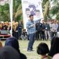 Muhammad Rudi memaparkan visi-misinya di hadapan warga Kelurahan Sawang. Foto: rian/humas