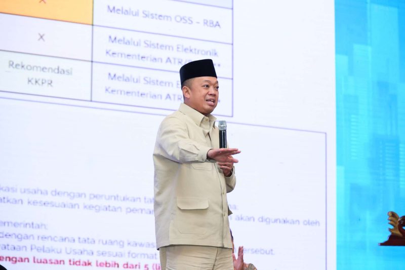 Menteri Agraria dan Tata Ruang/Kepala Badan Pertanahan Nasional (ATR/BPN), Nusron Wahid menjadi pembicara kunci dalam Rapat Kerja Nasional (Rakernas) Real Estat Indonesia (REI), di The Trans Luxury Hotel, Kota Bandung, Kamis, 5 Desember 2024. Foto: Biro Humas