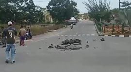 Penampakan di simpang 4 kecelakaan lalu lintas di simpang 4 Desa Pangke. Foto: Istimewa