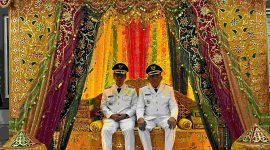 Bupati Iskandarsyah dan Wabup Rocky menjalani prosesi adat Tepuk Tepung Tawar, seusai menjalani Retret di Magelang. Foto: istimewa/kepriheadline.id