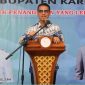 Bupati Karimun Iskandarsyah memberikan sambutan dalam kegiatan Launching CKG di Puskesmas Meral Barat. Foto: Diskominfo Karimun/KepriHeadline.id