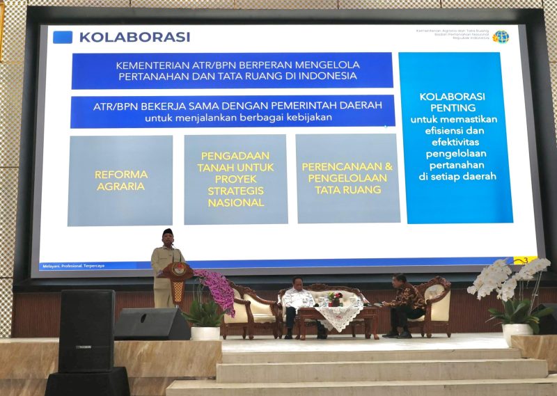 Menteri Nusron Bicara Soal Pertanahan dan Tata Ruang di Orientasi Kepemimpinan Kepala Daerah Gelombang II: Kolaborasi dengan Pemda Mutlak. FOTO: Biro Humas Kementerian ATR/BPN