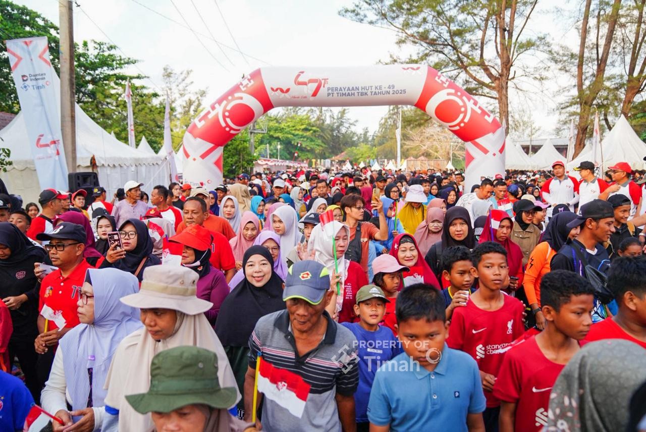 Semarak Pekan Sehat HUT ke-49 PT Timah di Belitung Timur, Ribuan Warga Ramaikan Jalan Sehat Untuk Merah Putih 