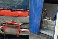 Hindari Sepeda Motor, Minibus Sekolah Tabrak Kios di Karimun