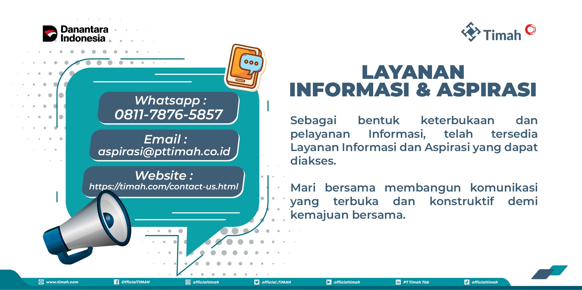 Sampaikan Aspirasi Lebih Mudah, PT TIMAH Tbk Hadirkan Layanan Informasi dan Aspirasi untuk Masyarakat