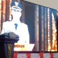 Bupati Karimun Iskandarsyah memberikan sambutan usai melantik Satgas Anti Narkoba Kabupaten Karimun.