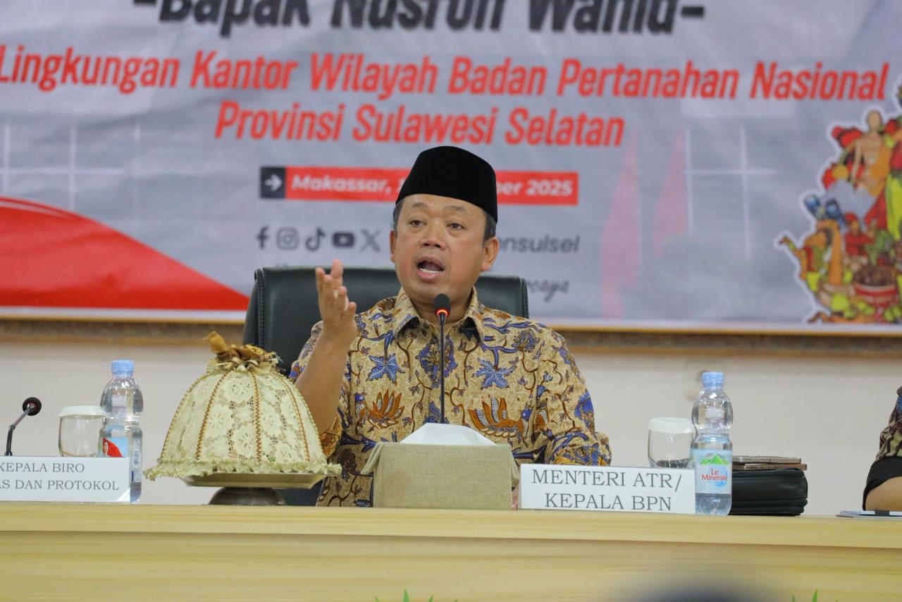Beri Pengarahan di Kanwil BPN Provinsi Sulsel, Menteri Nusron: Tegas Jalankan Prinsip dan Luwes dalam Melayani