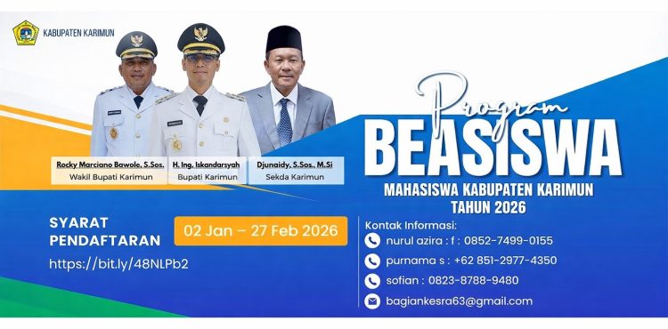 Beasiswa Pemda Karimun 2026 Resmi Dibuka, Ini Syarat bagi Mahasiswa Berprestasi dan Kurang Mampu