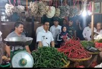 Bupati Karimun meninjau pasokan sembako di Karimun. 