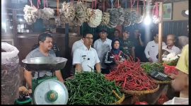 Bupati Karimun meninjau pasokan sembako di Karimun. 