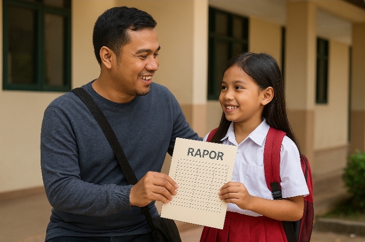 Pemkab Dorong Peran Ayah Lewat Gerakan Ambil Rapor Bersama Anak. FOTO: Chatgpt
