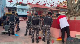 Sambut Imlek 2577 Kongzili, Lanal Tanjung Balai Karimun dan INTI Bersihkan Vihara Cetya Vidya Sagara