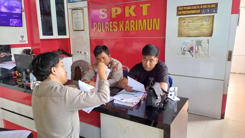 Direktur PT MPK membuat laporan ke SPKT Polres Karimun, Sabtu, 29 Agustus 2026.