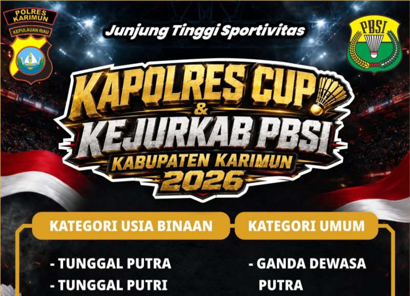 Polres Karimun Gelar Turnamen Bulutangkis Kapolres Karimun Cup 2026, Gratis dan Berhadiah Rp10 Juta