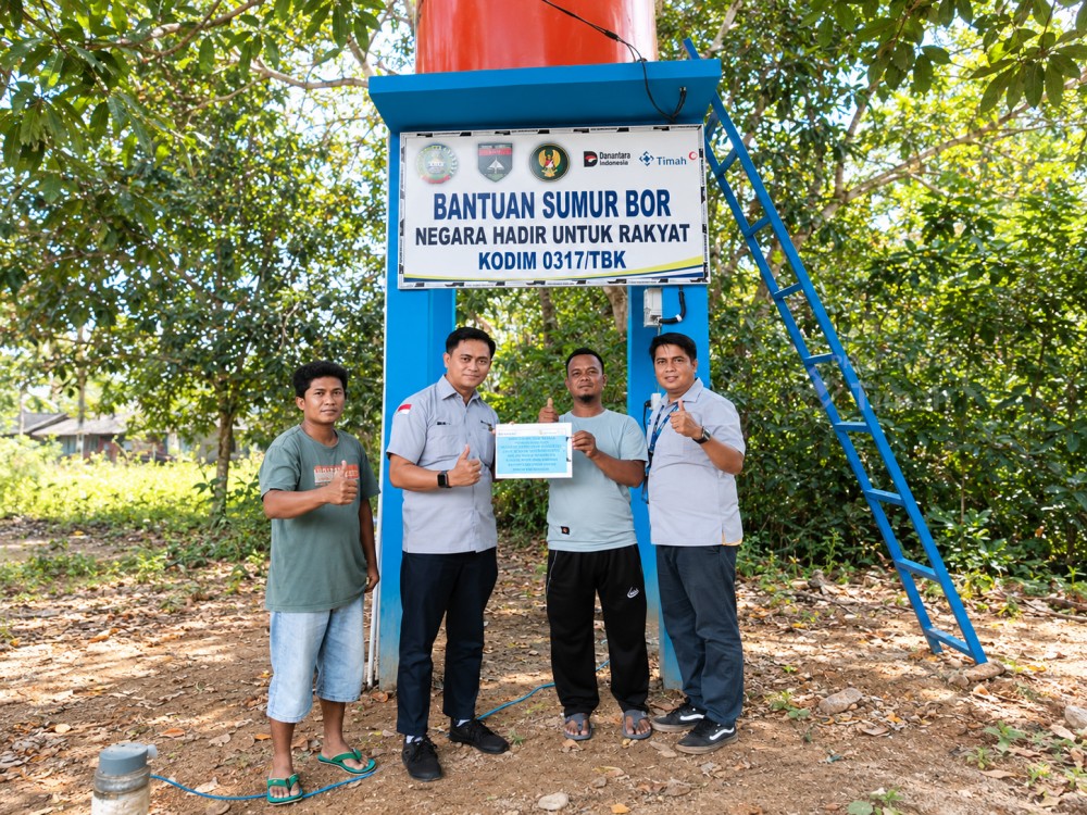 PT TIMAH dan Kodim 0317/TBK Bangun Sumur Bor untuk Warga Desa Kundur